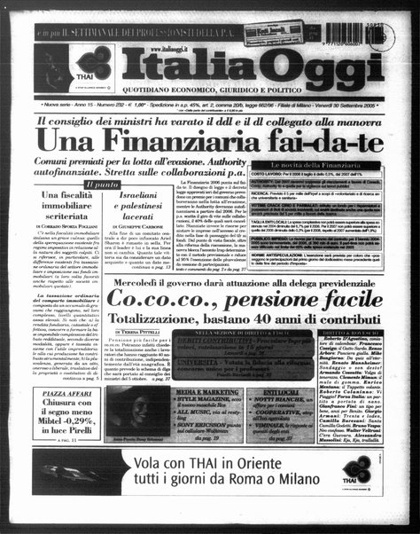 Italia oggi : quotidiano di economia finanza e politica